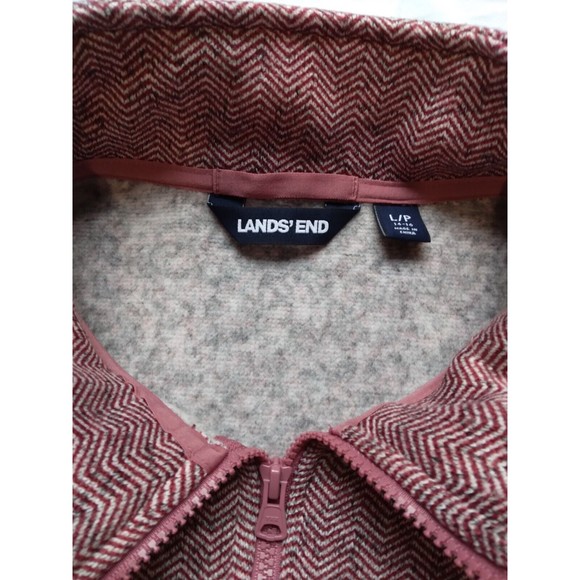 Lands End Pink Herringbone Fleece Jacket Burnt Clay Womens Size Large Petite - Picture 5 of 11